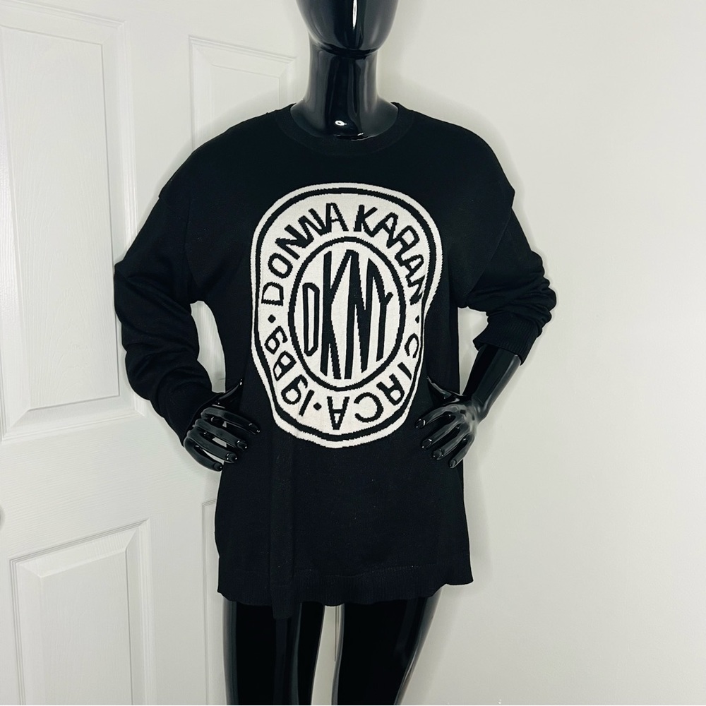 DKNY Donna Karan Black Sparkle Logo Sweater